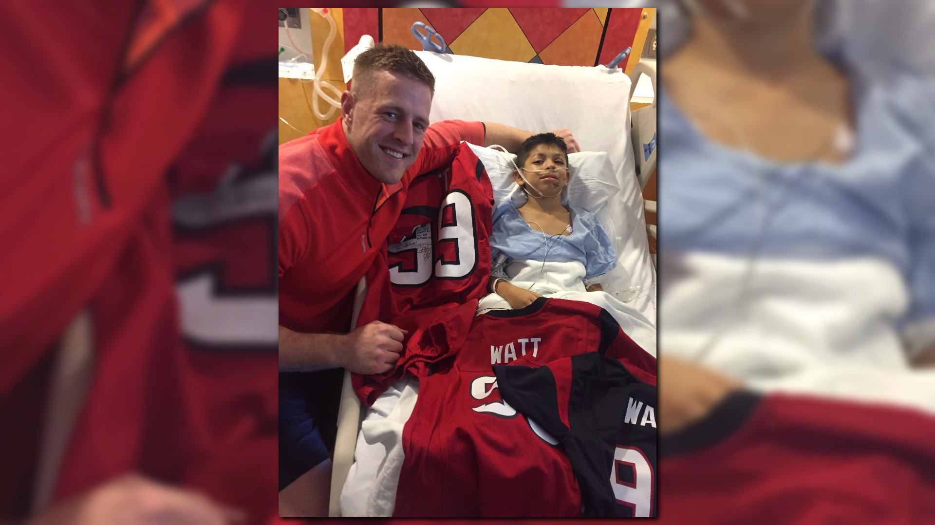 J.J. Watt delivers new jerseys to boy injured in crash khou